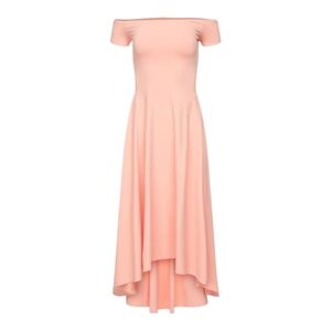 Susana Monaco Peaches Stretch Knit Off Shoulder High Low Midi Dress Medium